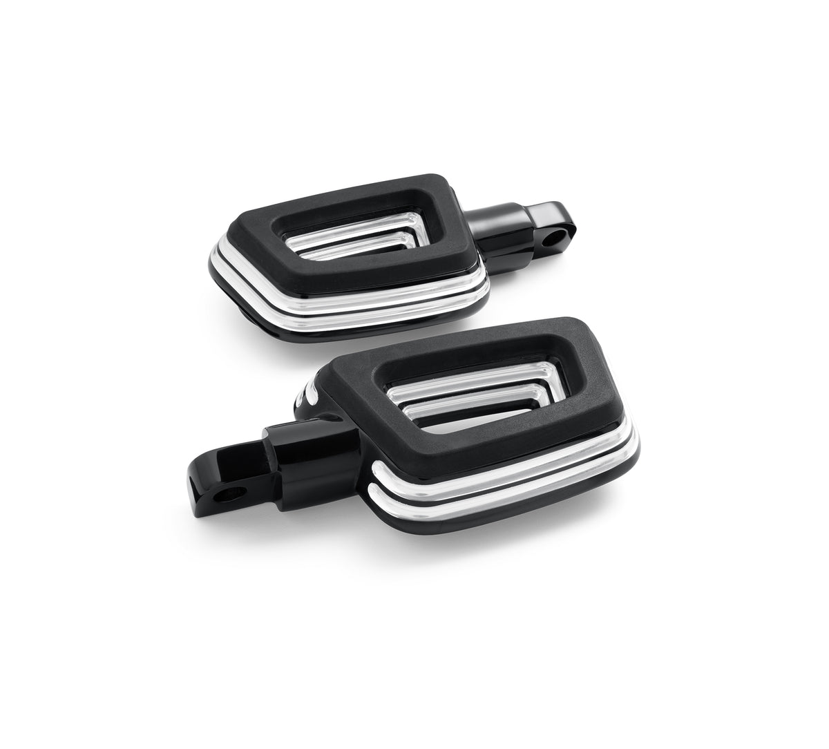 Reference photo: Harley-Davidson Empire Left Passenger Footpeg Assembly, Black Machine Cut 50502055