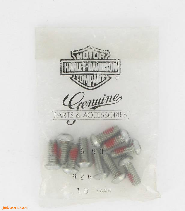 Reference photo of ten-piece package; sold individually: Harley-Davidson Hex Socket Button-Head Screw, 1/4-20 x 5/8 Inch 926