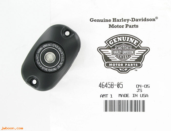 Harley-Davidson Rear Master Cylinder Cover Kit, Black, DOT 5 46458-05