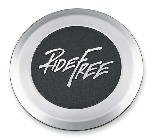 Harley-Davidson Ride Free Large Medallion, 3-Inch, Chrome and Wrinkle Black 14101218